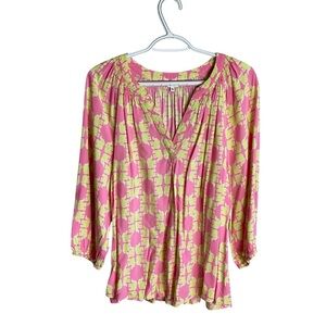 crown & ivy Pink and Green Floral Blouse